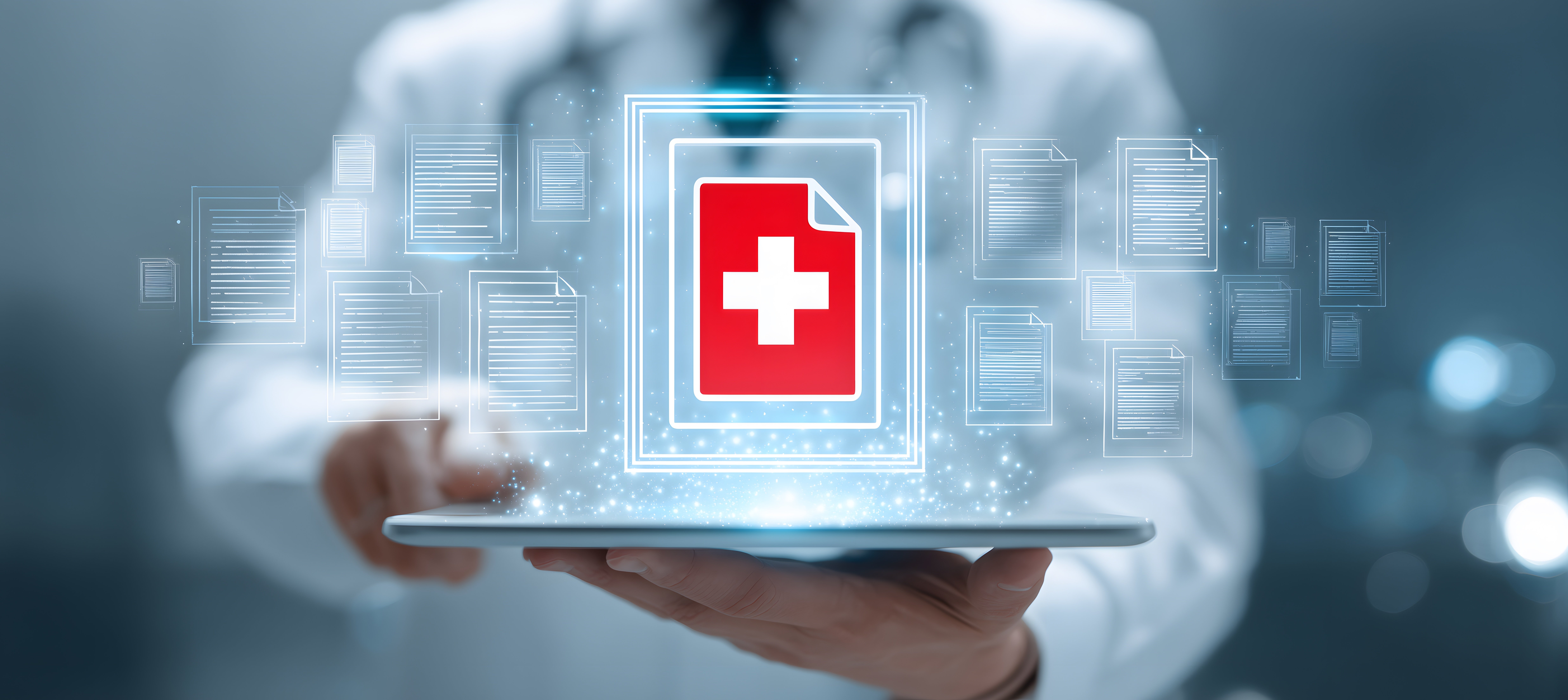 Healthcare professional managing medical logistics on a digital platform